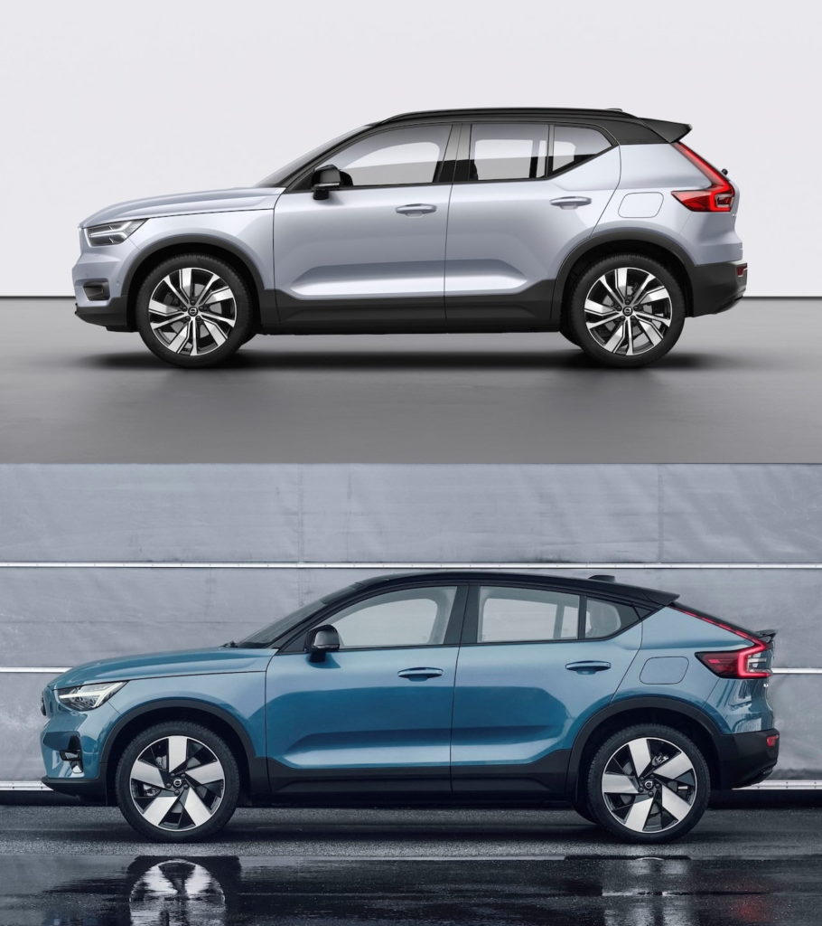Charging side of the Volvo C40 vs. charging side of the Volvo XC40